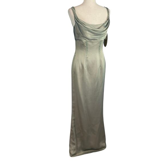 Watters & Watters Gown Dress Sleeveless Draped Neckline Light Green Size 4 NWT - Picture 1 of 7